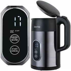    LOVIO vezeték nélküli elektromos vízforraló Akkus acél vízforraló LVSEK001 2200 W 1,5 l fekete