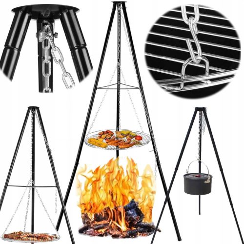  LENGA GRILL ÁLLVÁNY függő Rács KERTI KANDALLÓ NAGY 150cm