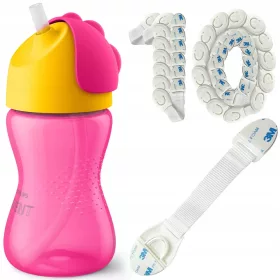    Philips Avent csésze szívószállal 300 ml rózsaszín + 10X BÚTOR BIZTONSÁGI FIÓKOK, SZEKRÉNYAJTÓK, BERENDEZÉSEK