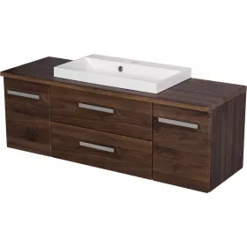  FOKUS ÚJ fürdőszobabútor diófa szekrény + mosdó 120