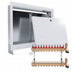    Padlófűtés elosztó 12 + CSATLAKOZÓK + süllyesztett doboz