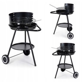    KEREKEKEN ÁLLÍTOTT RÁCSOS KEREKPOLC KERTI SZÉN GRILL 42x42