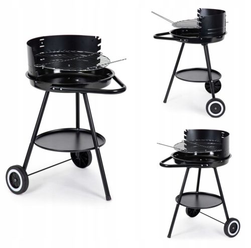  KEREKEKEN ÁLLÍTOTT RÁCSOS KEREKPOLC KERTI SZÉN GRILL 42x42