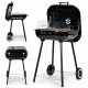  KERÉKI SZÉN GRILL FEDŐVEL KEREKEKEN RÁCSPOLC BBQ 43x40 cm