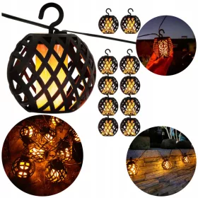    Napelemes lámpa, süllyesztett, kültéri napelemes lámpa, LED, függő, fekete, 200 cm, 10 db.