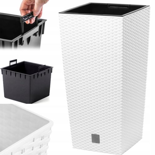  Prosperplast virágcserép 17 cm x 17 x 32,5 cm, fehér műanyag