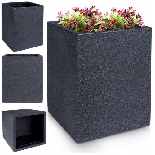  Kiváló Háztartási virágcserép 29 cm x 29 x 40 cm átmérőjű 1 cm műanyag szürke és ezüst árnyalatok