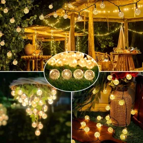    9,5M GARLAND SOLAR KERTI LÁMPÁK, 50 LED-ES HŐGODÁK, FEHÉR