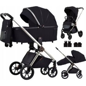    CARRELLO Ultra CRL-6525 2 az 1-ben Night Black babakocsi + ALFA Carrello adapterek Maxi-Cosi Cybex autósüléshez