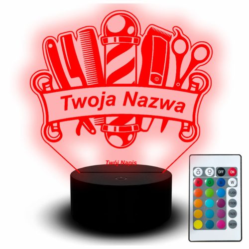  LED asztali lámpa 3D szobrocska ajándék fodrászat fodrász fodrásznak