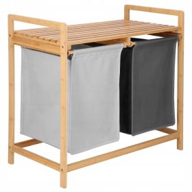    Springos szabadon álló szennyeskosár 80l, barna és bézs árnyalatok, szürke és ezüst árnyalatok