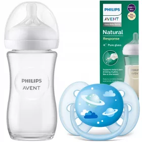    Philips Avent Natural palack SCY933/01 240 ml + Philips Avent cumi fogszabályozó szilikon 6 m +