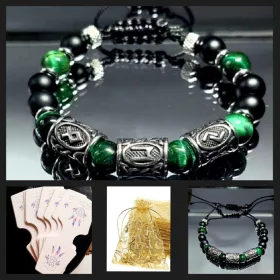    KARKÖTŐ HÁROM VIKING RÚNA AZ ACÉL KŐTIGRISSZEM EGYEDI MÉRETBŐL VÁLASZTHATÓ