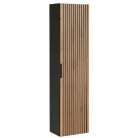    Magas függesztett oszlopos fürdőszobai szekrény Vertica fekete-tölgy wotan 35 cm MDF