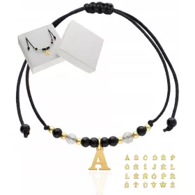    Karkötő AGAT betűvel, természetes kövek, fekete és arany, EZÜST 925