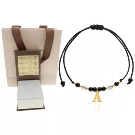    ARANY karkötő betűvel, természetes kövekkel AGAT GRAVER