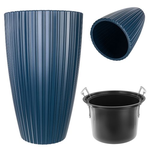  Kadax virágcserép 30 cm x 30 x 49 cm átmérő 30 cm műanyag kék árnyalatok, zöld árnyalatok