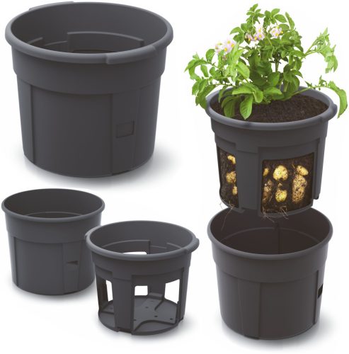  Virágcserep DTU24 39 cm x 39 x 32 cm átmérő 39 cm műanyag antracit