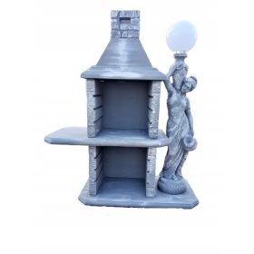    Napelemes lámpával megerősített beton grillkerti kandalló