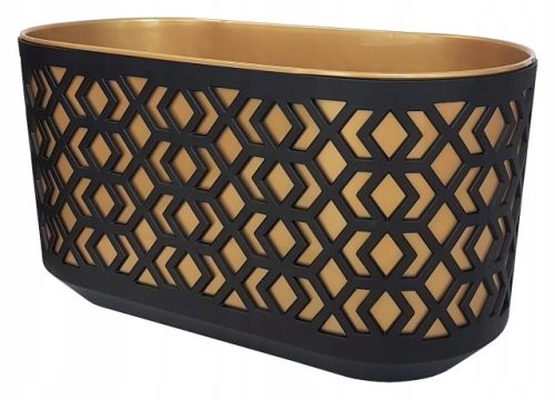  Lamela virágcserép 39,5 cm x 19 x 20,5 cm műanyag fekete, sárga és arany árnyalatai