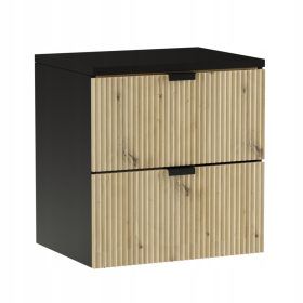    Mosogató szekrény 60 cm Fekete / tölgy barázdált előlapok