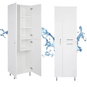    Fürdőszoba oszlopos polc Mop tároló fehér fényes előlap 55,3 x 35,2 x 180