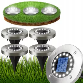    Süllyesztett napelemes lámpa SOLAR KERTI LÁMPA LED LÁMPÁK ezüst 12,6 cm 4 db.