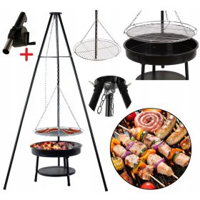    Függesztett faszén Grill Fire Pit Kerti Állvány Tábortűz + Fúvó INGYENES