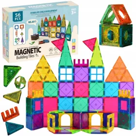    MÁGNESES ÉPÍTÉSI OKTATÁSI BLOKKOK NAGY PANELEK 3D PUZZLE 56 EL