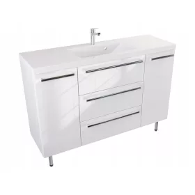    Álló szekrény mosdóval ATH 120 cm D - Fényes fehér - Króm fogantyúk