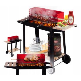  KERÉKES SZÉN GRILL, POLCOK, BBQ BRIKET GRILL, tömör