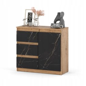    AZ team Fiókos szekrény Fogantyú nélküli komód 80 x 35 x 75cm Wotan tölgy matt