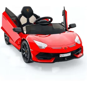    Lamborghini gyerek elektromos autó, LED fényszóróval, piros
