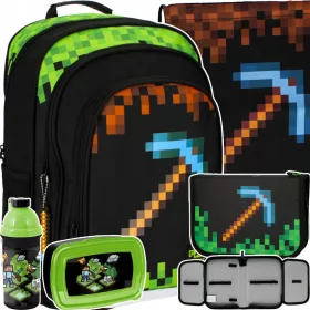    Minecraft többrekeszes iskolai hátizsák Starpak fekete, Barna és bézs árnyalatok, Zöld árnyalatai 20 l + 4 egyéb termék