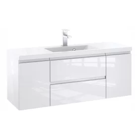    FÜRDŐSZOBAI SZEKRÉNY MOSÓVAL 120 CM D FEHÉR LAKK FÉNYMARÁS ÖSSZESZERELVE