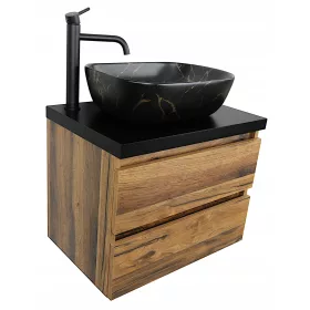    RUSZTIKUS LOFT FÜRDŐSZOBAI SZEKRÉNY 50 CM IPARI, FEKETE, MATT FESZŐ