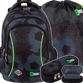    ST.RIGHT többrekeszes iskolai hátizsák, fekete, Shades of green, 20 l + 2 egyéb termék
