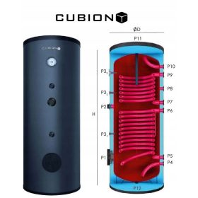    Fűtés, kazán, szolár tartály, 500 L, két CUBION CU-SO2 hőcserélő