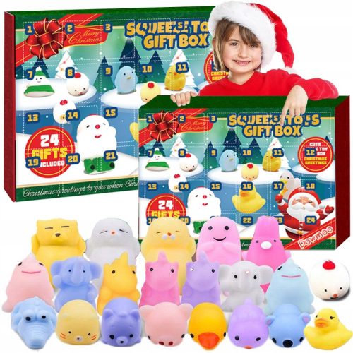  ADVENTI NAPTÁR 24x GNIOTEK MOCHI SQUISHY ANTISTRESS JÁTÉK SZETT