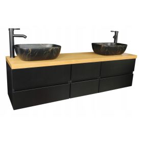    FÜRDŐSZOBAI SZETT MOSÓMOSÓHOZ ASZTALOS TÖLGY | 120cm | FEKETE MATT FESTÉK