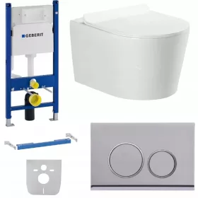   SZETT GEBERIT UP100 WC keret + króm gomb + WC csésze + W/O ülőke