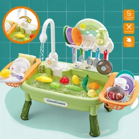    A mosogatógép és az élelmiszer-csaptelep szimulációja vizet keringet a beltéri játékhoz