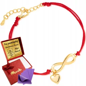    Arany húr karkötő ezüst 925 szív Infinity gravírozás + AJÁNDÉK