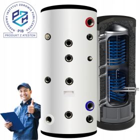    400l melegvíz tartály, ROZSDAMENTES ROZSDAMENTES bojler, puffertartály, két spirál