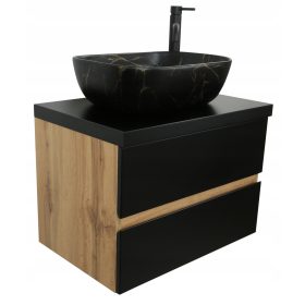    FÜRDŐSZOBAI SZEKRÉNY MOSÓMOSÓHOZ 60 CM | FEKETE MATT ASZTALlap | MDF LAKK