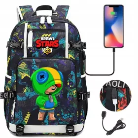    Brawl Stars Default Leon hátizsák USB töltéssel. Nagy kapacitású