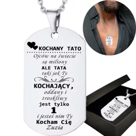   Dog Tag nyaklánc dedikációval Apának Kedves Apa ajándék
