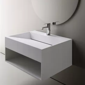    TWG71 falra szerelhető mosdó, ásványi öntvény - matt fehér - 60 cm