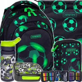    AstraBag többrekeszes iskolai hátizsák, fekete, Shades of green, 20 l + 4 egyéb termék