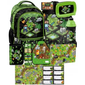   5 RÉSZES MINECRAFT ISKOLAI ISKOLAI JÁTÉK PIXEL MINECRAFT ISKOLAI TÁSKA KÉSZLET